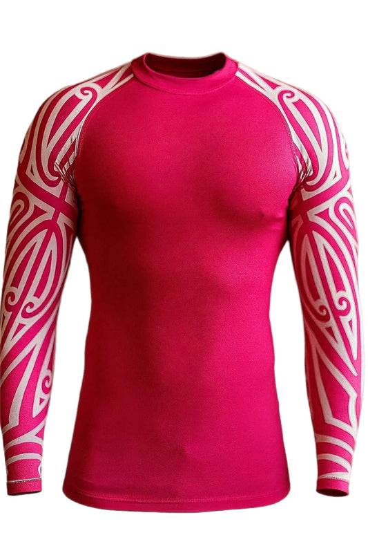Hot Pink and White Compression Shirt - Long Sleeve